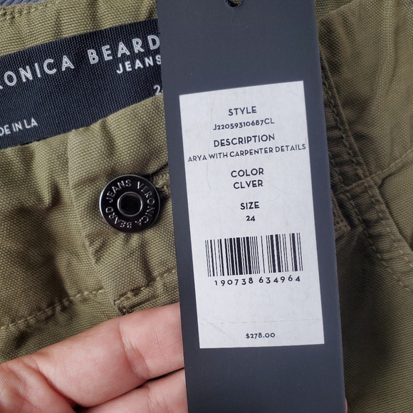 NWT Veronica Beard Arya Splattered Twill Straight-Leg Carpenter Jeans Clover… - Picture 7 of 13